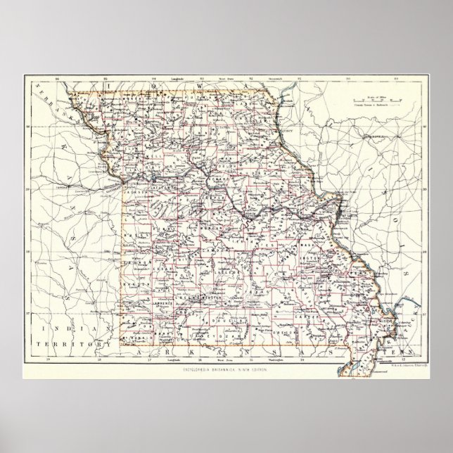 Vintage Map of Missouri (1883) Poster (Front)