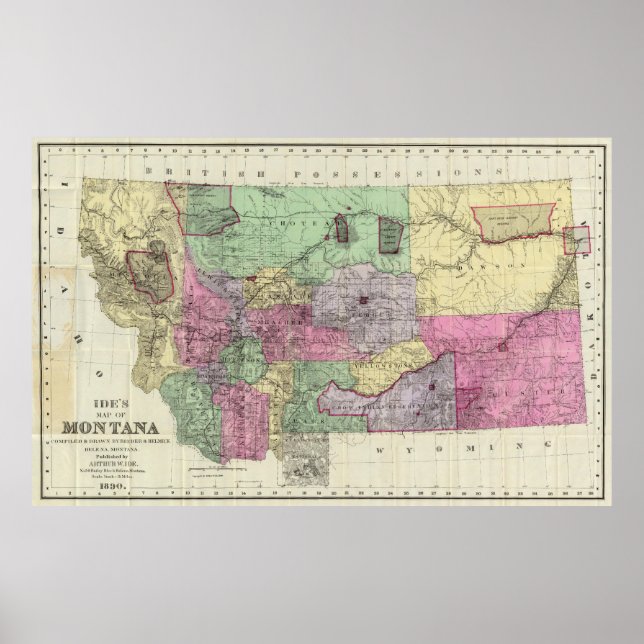Vintage Map of Montana (1890) Poster (Front)