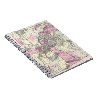Vintage Map of Montana, Wyoming and Idaho (1884) Notebook