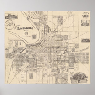 Vintage Map of Montgomery Alabama (1899) Poster