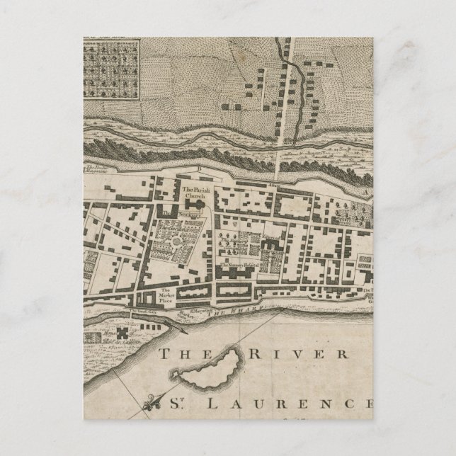 Vintage Map of Montreal (1758) Postcard (Front)