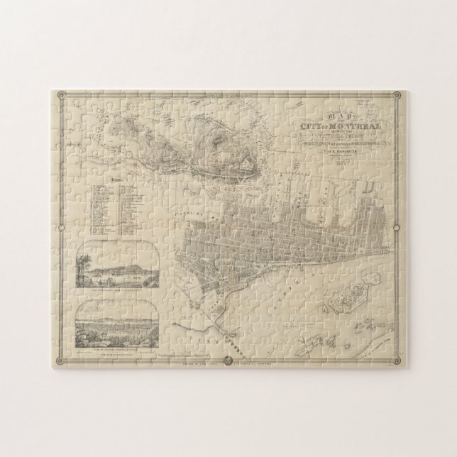 Vintage Map of Montreal (1859) Jigsaw Puzzle (Horizontal)
