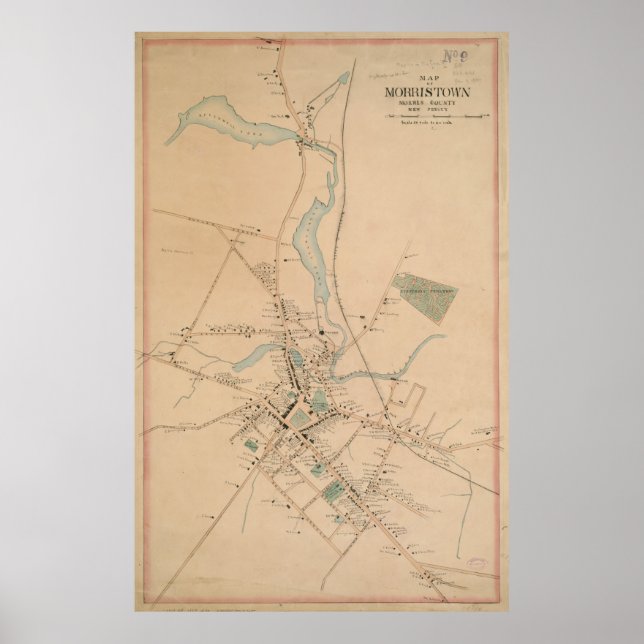 Vintage Map of Morristown NJ (1889) Poster (Front)