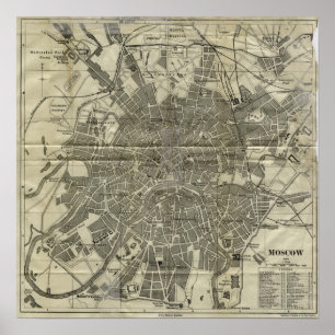 Vintage Map of Moscow (1893) Poster