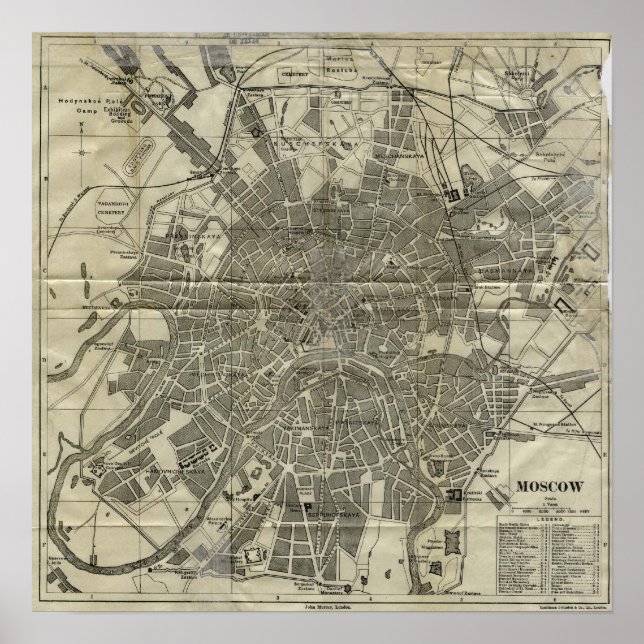 Vintage Map of Moscow (1893) Poster (Front)
