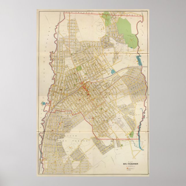 Vintage Map of Mount Vernon NY (1893) Poster (Front)