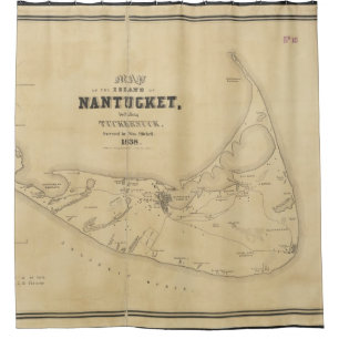Vintage Map of Nantucket (1838) Shower Curtain