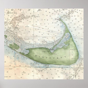 Vintage Map of Nantucket (1857) Poster