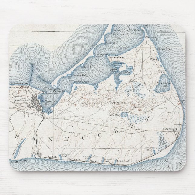 Vintage Map of Nantucket (1919) Mouse Pad (Front)