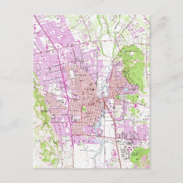 Vintage Map of Napa California (1951) Postcard (Front)