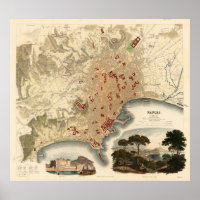 Vintage Map of Naples Italy (1835)