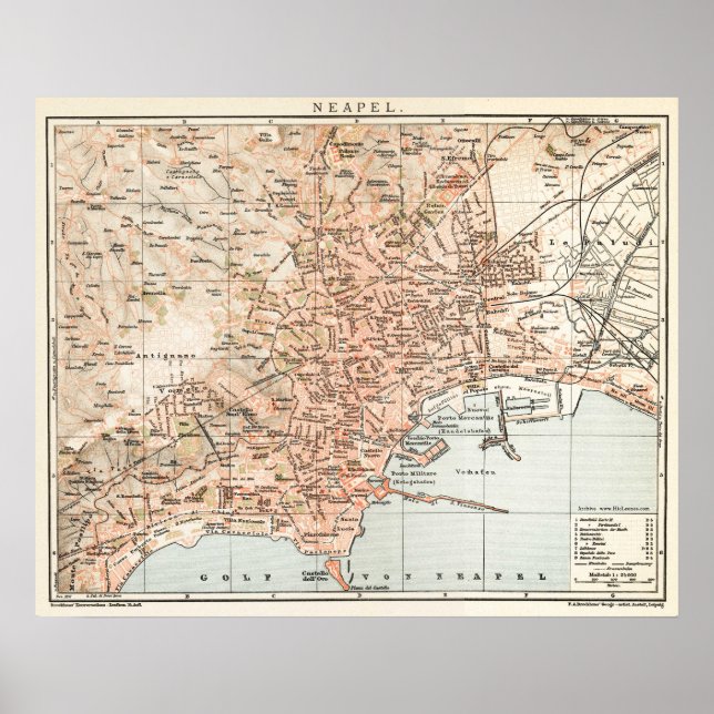 Vintage Map of Naples Italy (1897) Poster (Front)