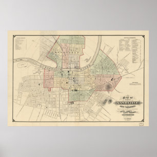 Vintage Map of Nashville Tennessee (1877) Poster