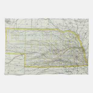 Vintage Map of Nebraska (1889) Tea Towel