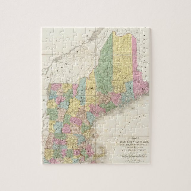 Vintage Map of New England (1839) Jigsaw Puzzle (Vertical)