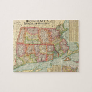 Vintage Map of New England States (1900) Jigsaw Puzzle