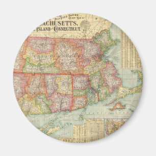 Vintage Map of New England States (1900) Magnet