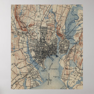 Vintage Map of New Haven Connecticut (1890) Poster