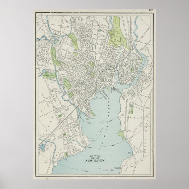 Vintage Map of New Haven Connecticut (1901) Poster (Front)