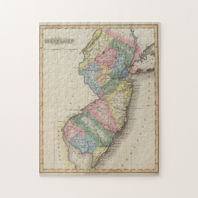 Vintage Map of New Jersey (1823) Jigsaw Puzzle (Vertical)