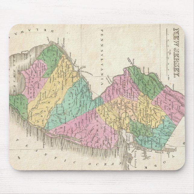 Vintage Map of New Jersey (1827) Mouse Pad (Front)