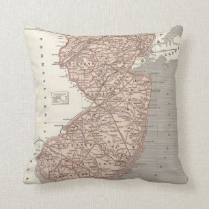 Vintage Map of New Jersey (1845) Cushion