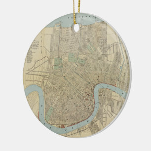 Vintage Map of New Orleans (1919) Ceramic Tree Decoration