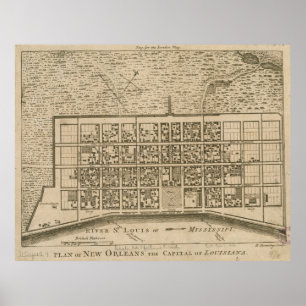 Vintage Map of New Orleans LA (1761) Poster