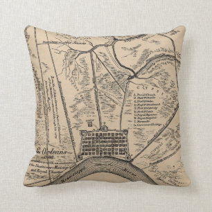 Vintage Map of New Orleans Louisiana (1798) Cushion