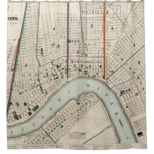 Vintage Map of New Orleans Louisiana (1845) Shower Curtain