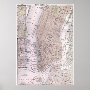 Vintage Map of New York City (1884) Poster