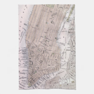 Vintage Map of New York City (1884) Tea Towel