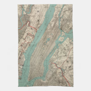 Vintage Map of New York City (1890) Tea Towel