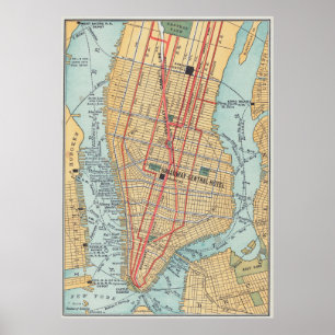 Vintage Map of New York City (1900) Poster