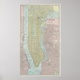 Vintage Map of New York City (1901) Poster