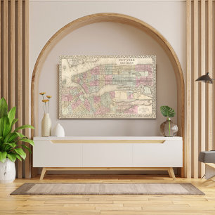 Vintage Map of New York City / Brooklyn Poster