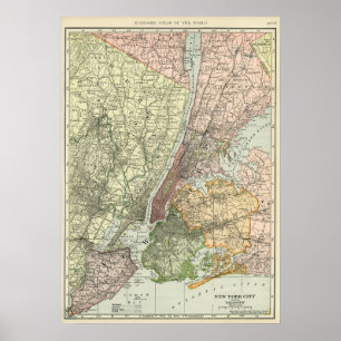 Vintage Map of New York City Poster