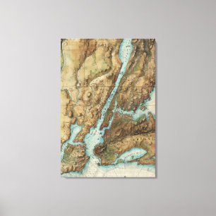 Vintage Map of New York Harbour (1864) Canvas Print