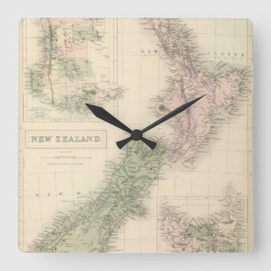 Vintage Map of New Zealand (1854) Square Wall Clock