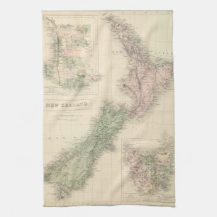 Vintage Map of New Zealand (1854) Tea Towel