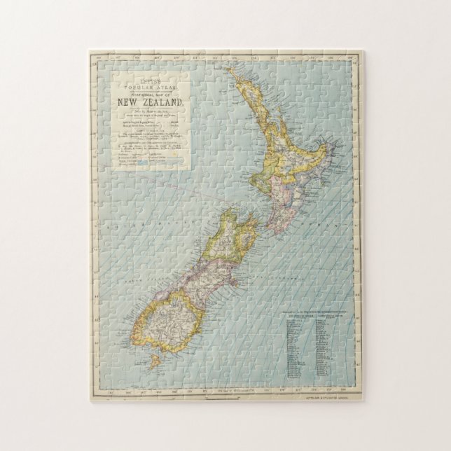 Vintage Map of New Zealand (1883) Jigsaw Puzzle (Vertical)