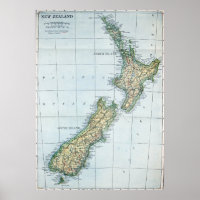 Vintage Map of New Zealand (1921)