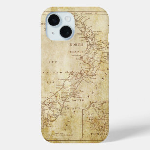 Vintage map of New Zealand c1879 iPhone 15 Case