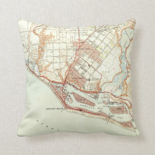 Vintage Map of Newport Beach California (1951) Cushion