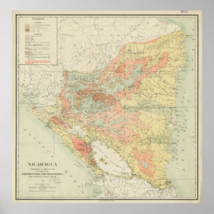 Vintage Map of Nicaragua (1903) Poster