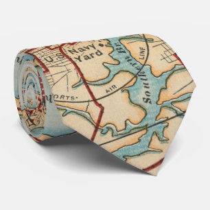 Vintage Map of Norfolk and Portsmouth VA (1919) Tie