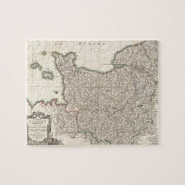 Vintage Map of Normandy (1771) Jigsaw Puzzle (Horizontal)
