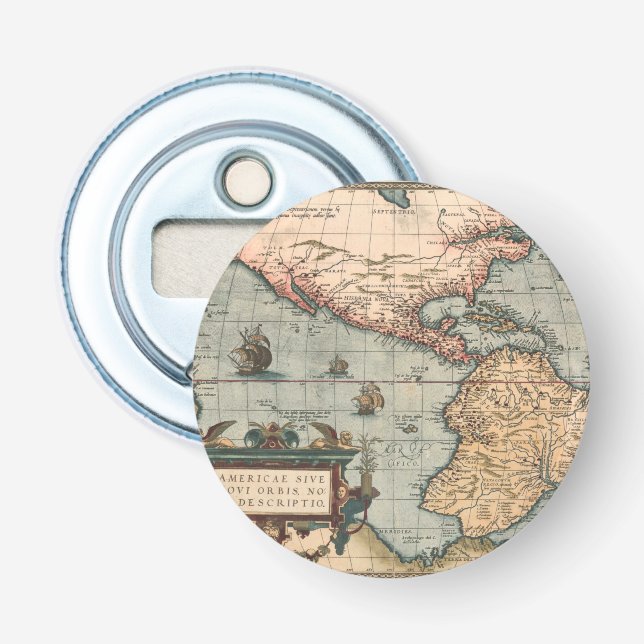 Vintage Map of North America Bottle Opener (Front)