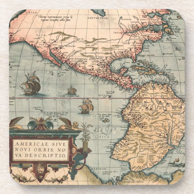 Vintage Map of North America Coaster (Front)