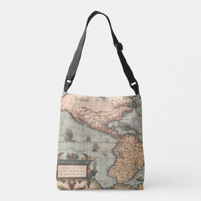 Vintage Map of North America Crossbody Bag (Back)